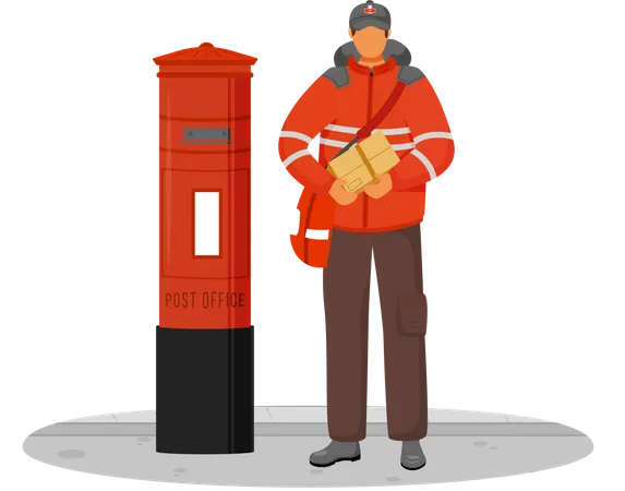 Post Office Male Worker  Illustration