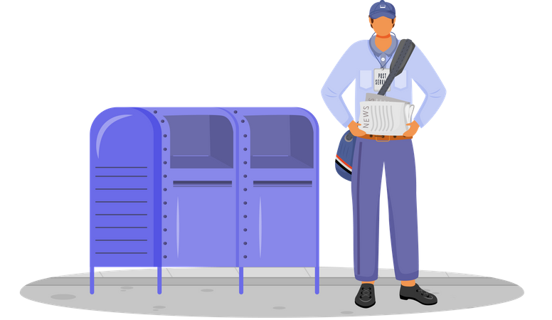 Post Office Male Worker In Usa Uniform  Illustration