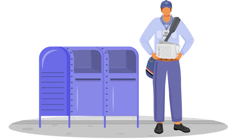 Post Office Male Worker In Usa Uniform  Illustration