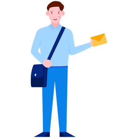 Post officer carrying bag  Illustration