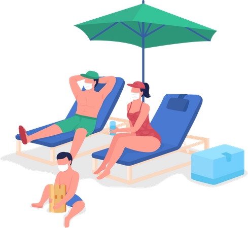 Post-pandemic family vacation  イラスト