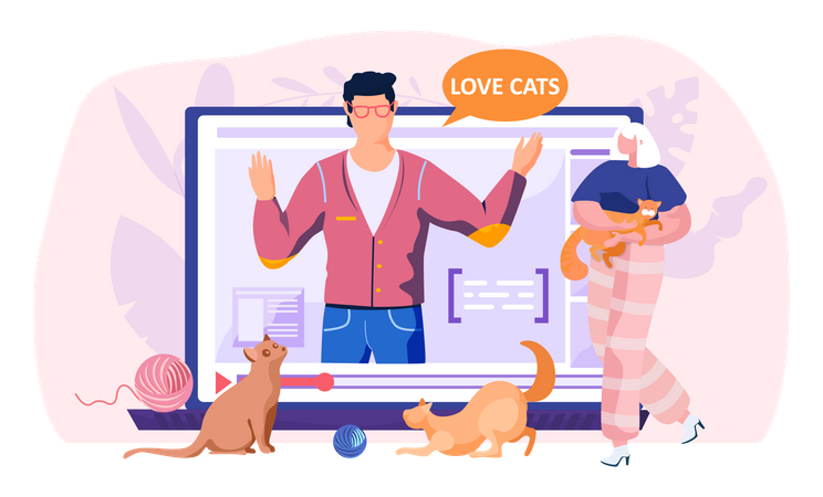 Postagem nas redes sociais sobre amor por gatos  Ilustração