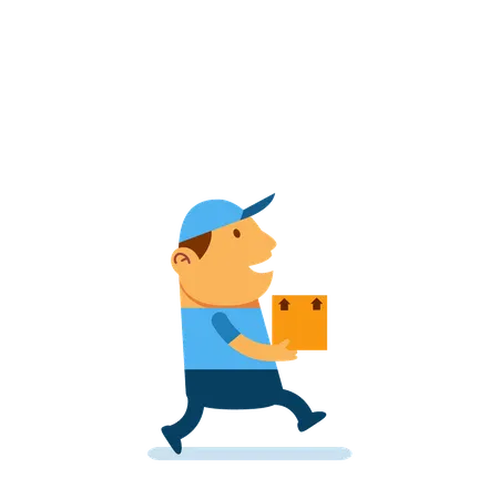 Cute Cartoon Character Of Postal Service Man Illustration