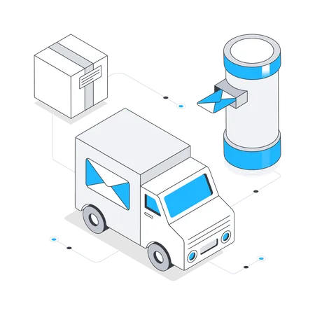 Postal Truck  Illustration
