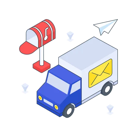 Postal Truck  Illustration