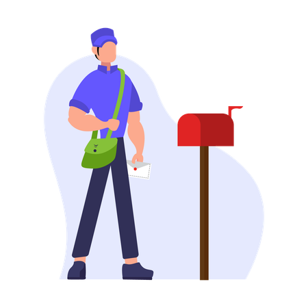 Postbote stellt Briefe im Briefkasten zu  Illustration