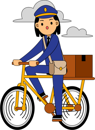 Briefträgerin auf dem Fahrrad  Illustration