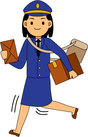 Postbotin mit Briefen  Illustration