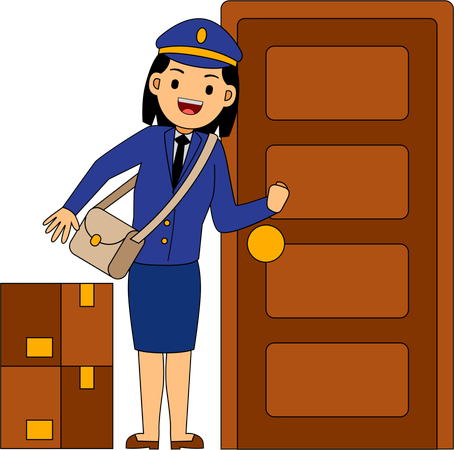 Postbotin stellt Brief zu Hause zu  Illustration
