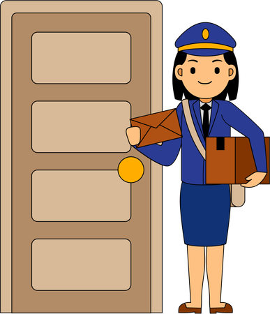 Postbotin wirft Brief zu Hause ein  Illustration