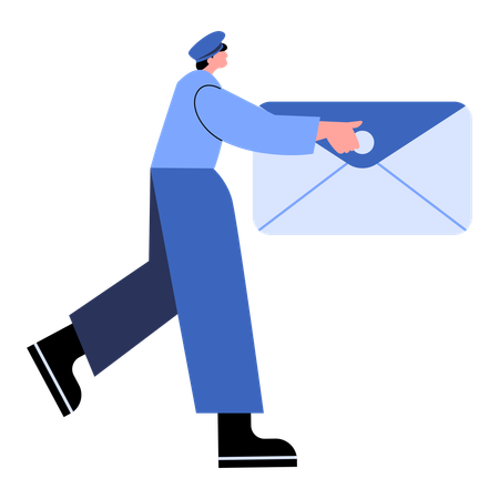 Postman Daily Mission to deliver letters  Illustration