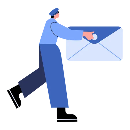 Postman Daily Mission to deliver letters  Illustration