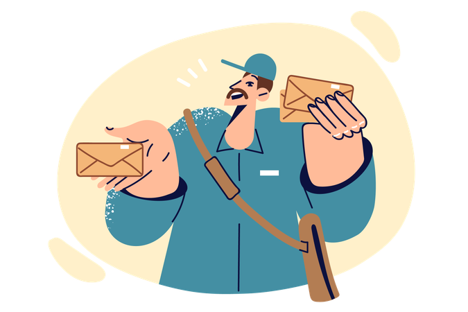 Postman deliver letters at appropriate address  Illustration