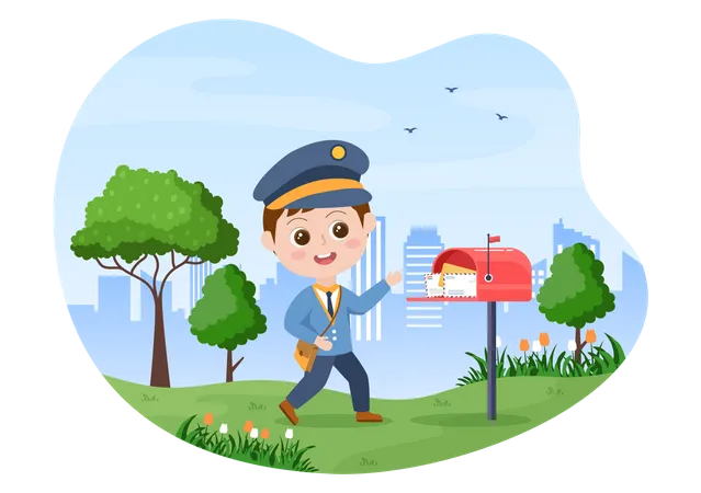 Postman delivering mail  Illustration