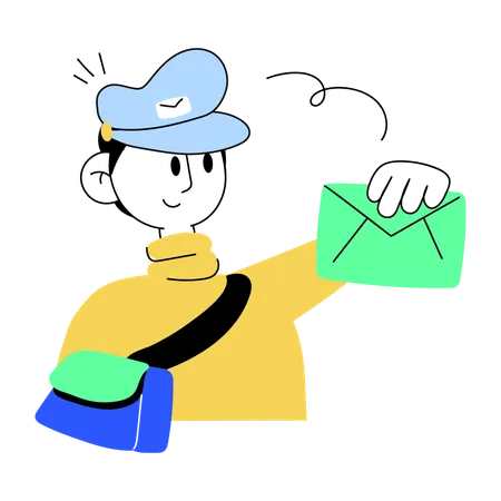 Modern Doodle Mini Illustration Of A Mail Carrier Illustration