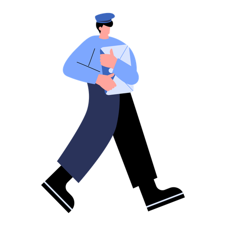 Postman going for letter delivery  Illustration