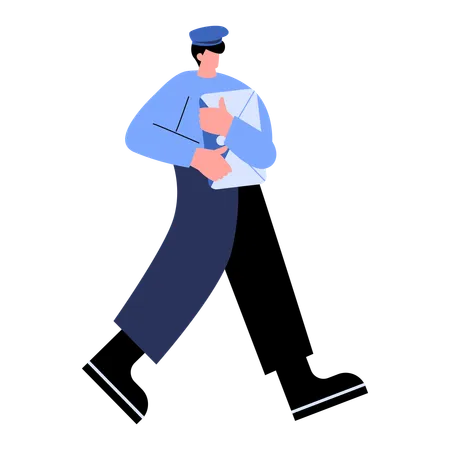 Postman going for letter delivery  Illustration