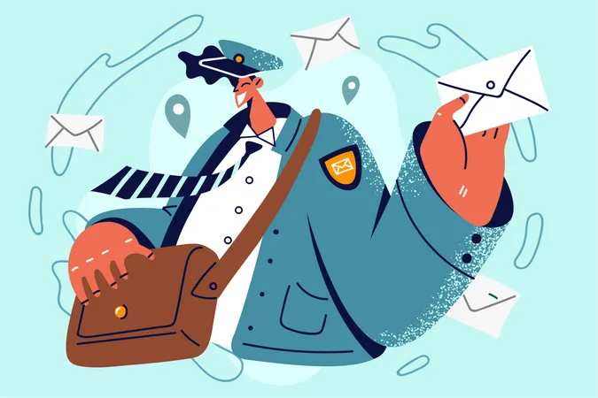 Postman holding envelope  Illustration