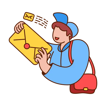 Postman holding letter Illustration