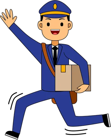 Postman holding letter box  Illustration