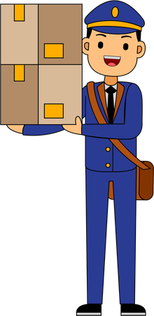 Postman holding letter box  Illustration