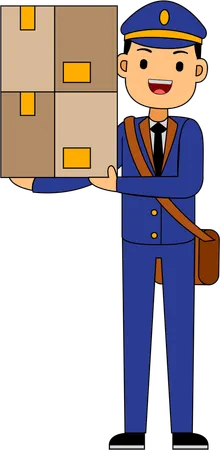 Postman holding letter box  Illustration