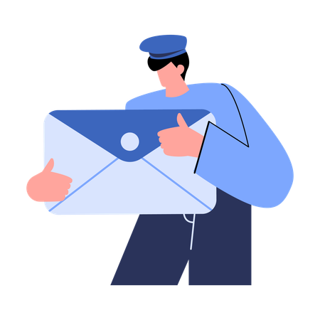 Postman holding letters  Illustration