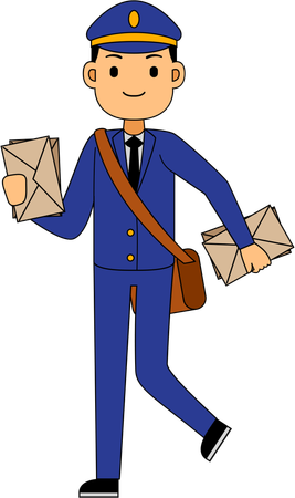 Postman holding letters  Illustration