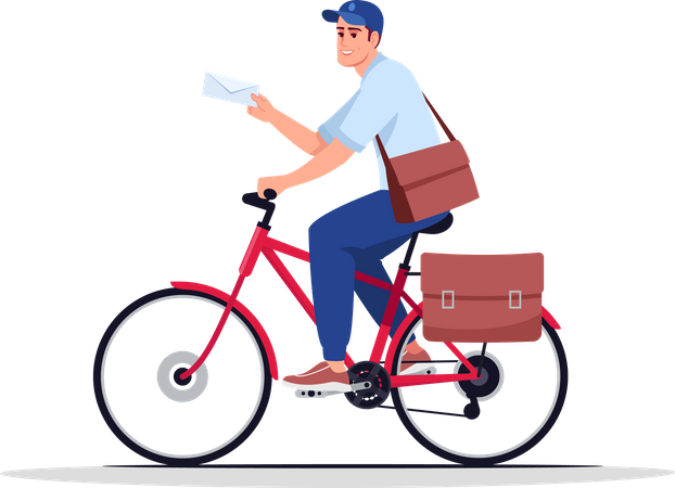 Postman on bike  Illustration