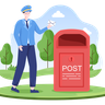 free postman placing envelope illustrations