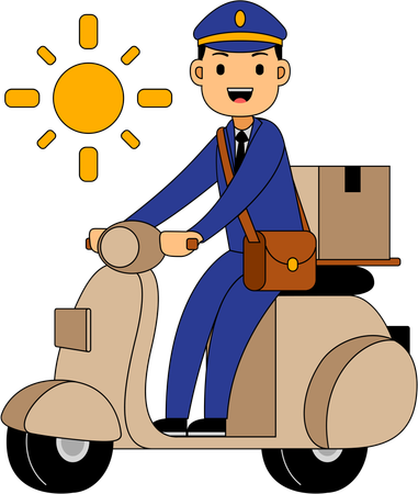 Postman posts letter at client address  Illustration
