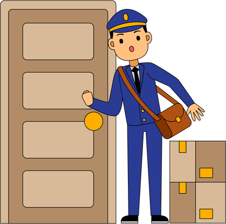 Postman posts letter at home  Illustration