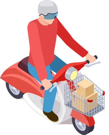 Postman Ride Scooter  Illustration