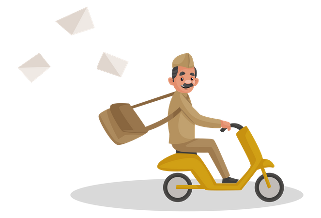 Postman riding bike  Illustration