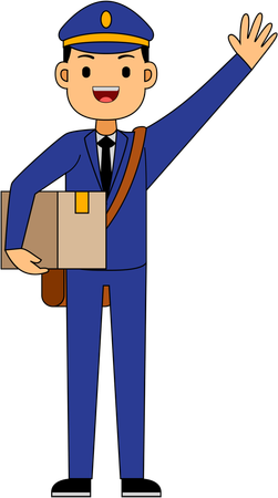 Postman waving hand  Illustration