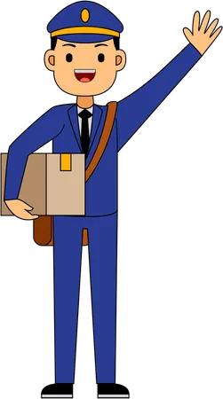 Postman waving hand  Illustration