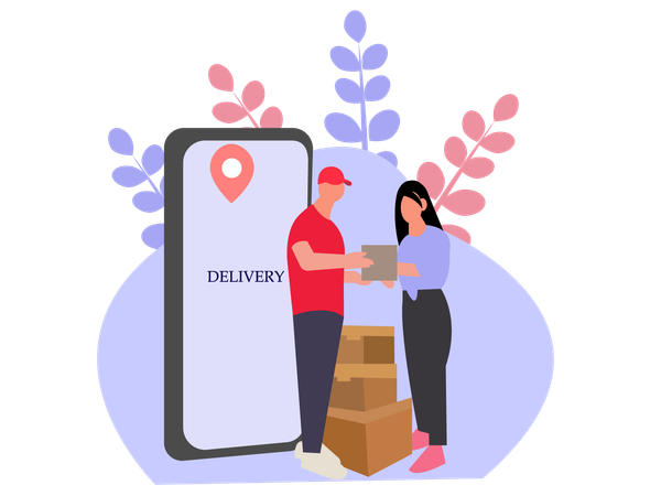 Postman with parcel order from home delivery  Illustration