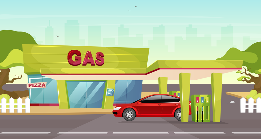 Posto de gasolina  Ilustração