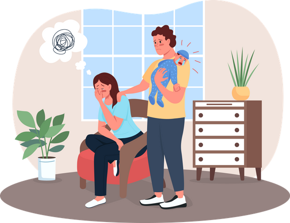 Postpartum depression  Illustration