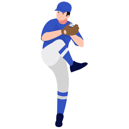 Postura de lanzamiento del lanzador de béisbol  Ilustración