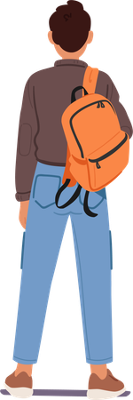 Postura errada de mochila pendurada em um ombro  Ilustração