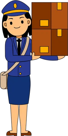 Postwoman holding letter box  Illustration