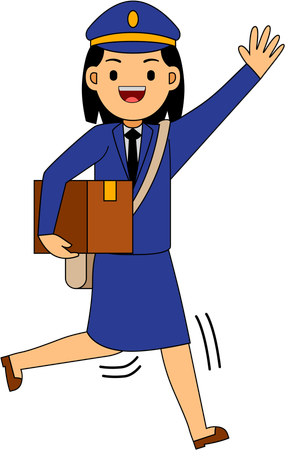 Postwoman holding letter box  Illustration