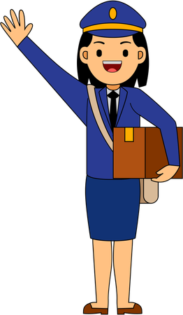 Postwoman waving hand  Illustration