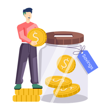 Pote para economizar dinheiro  Ilustração