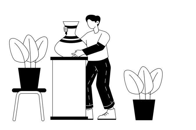 Un potier professionnel fabrique un vase en argile  Illustration