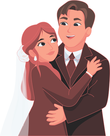 Potrait dance pose bride and groom  Illustration