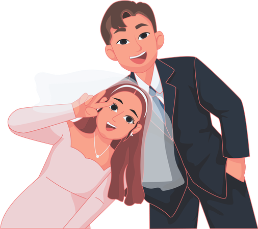 Potrait pose bride and groom  Illustration