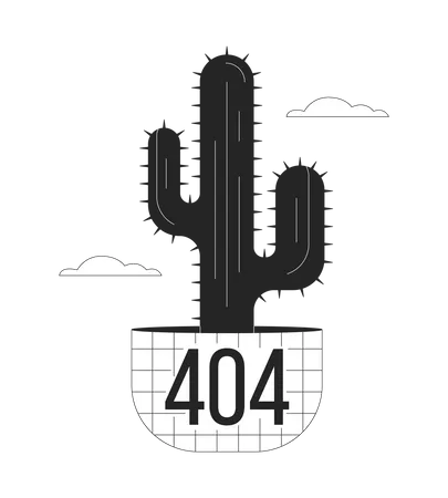 Potted cactus plant in clouds 404 flash message  Illustration