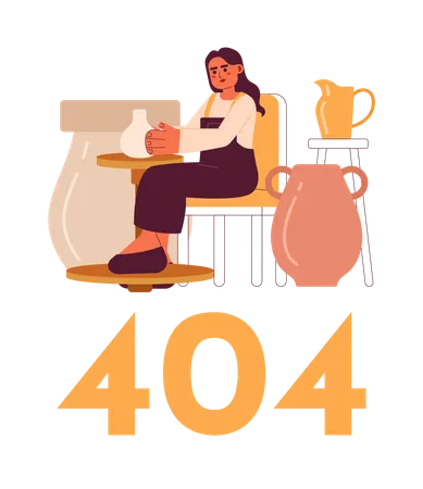 Woman In Pottery Workshop Error 404 Flash Message Creating Ceramic Pot Empty State Ui Design Page Not Found Popup Cartoon Image Vector Flat Illustration Concept On White Background Illustration